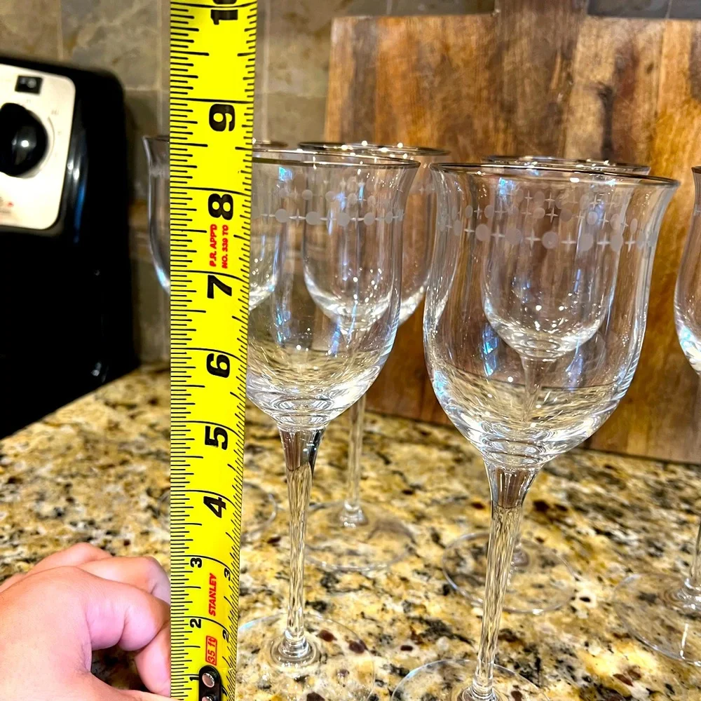 NEW LENOX Pearl Platinum Crystal set Stemmed Wine Glasses(8) - Picture 3 of 4